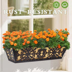 4 Pack 24 Inch Window Boxes Planters Railing Planter Box with Adjustable Brackets & Coco Liners Fabric Plant Grow Bags Deck Railing Planter Boxes Balcony Hanging Flower Box for Outdoor Plants - Image 7