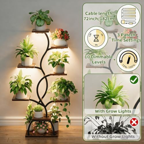 Plant Stand Indoor with Grow Light - 8 Tiered Corner Plant Shelf Indoor - Image 5