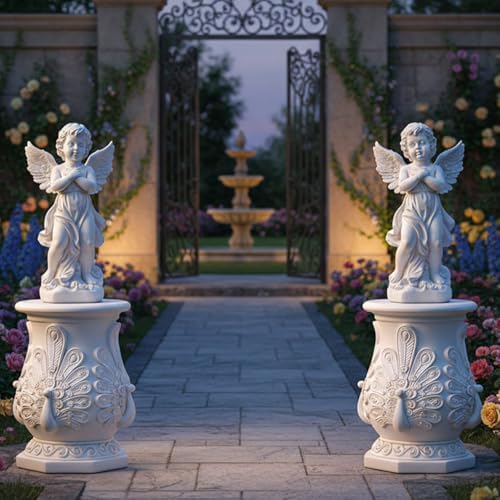 Decorative Roman Column Pedestal, English Rosette Indoor Outdoor Sculptural Garden Plinth Base Statue Riser, Weatherproof Sturdiness Plinth Base Statue Riser for Statues, Flower Pots, Decor, Cast Stone Resin (1458) - Image 6