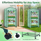 Ohuhu Small Greenhouse for Indoor Outdoor with Wheel, Portable Plastic Plant Green House 4-Tier Rack Stand Portable Greenhouses with Durable PE Cover for Seedling - Image 2