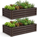 2 Pack Galvanized Raised Garden Bed Kit, Large Rectangular Metal Oval Raised Garden Beds, Outdoor Deep Root Box Planter for Gardening, Vegetables, Flowers, Herbs (4x2x1FT, Brown) by Unknown
