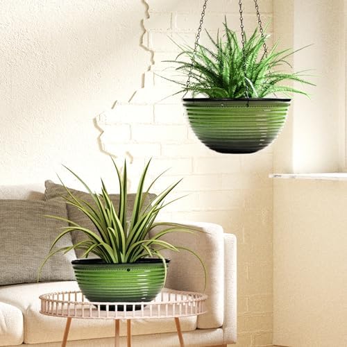 10 Inch Hanging Planter, Glazed Hanging Baskets for Indoor Outdoor Plants - Image 5
