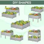 Outsunny 4 Piece Raised Garden Bed with Legs Planter Box Raised Bed, Gray - Image 4
