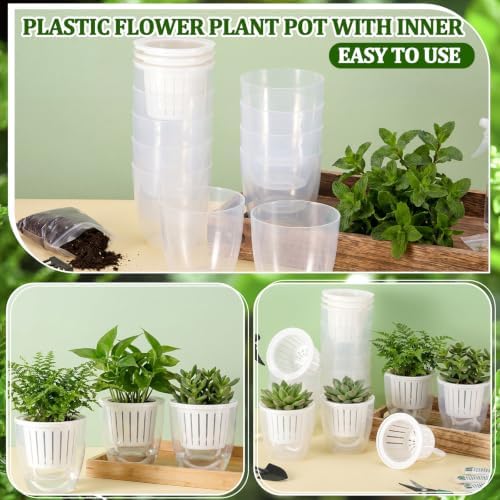 Self Watering Plant Pots, 3.5'', Transparent White, 36 Pcs - Image 5