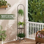 2 Tiers Hanging Metal Plant Stand Space Saving Corner Plant Holder - Image 5