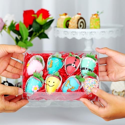 50PCS 8x5x2 Inch Clear Bakery Boxes with Window - Chocolate Covered Strawberries, Cookie, Cake, Brownie, Donut Boxes - Image 5
