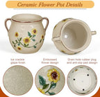 BUYMAX 6 Inch Vintage Ceramic Flower Pot with Handles and Drainage Hole - Image 5