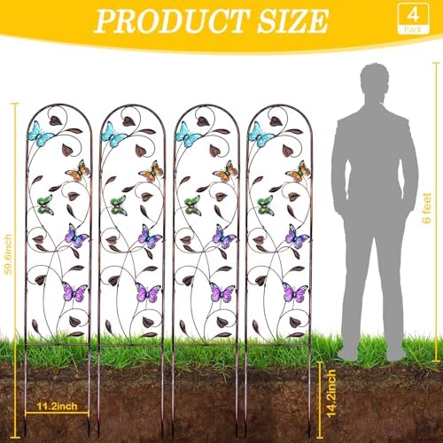 aboxoo 4-Pack Butterfly Metal Garden Trellis for Climbing Plants - Image 6