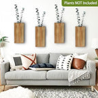 DILATATA Wood Wall Planters 4 Pack Wood Wall Decor for Dried Flowers and Artificial Greenery Plants - Pocket Wall Vases Hanging Planters for Living Room, Bedroom, Home Decor - Brown - Image 5