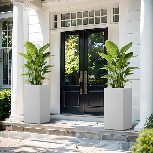 Kante Large Column Square White Concrete Planter 27.6" H, Outdoor - Image 5