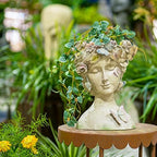 Face Flower Pot Head-Planters Succulent - 10 Inch Garden Resin Face Planter with Drainage Hole for Indoor and Outdoor Plant 7.75 * 6.75 * 10 Inch - Image 2