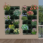 36-Pot Vertical Wall Planter System, Modular Wall-Mounted Living Garden Kit, Durable PP Injection Molded Stackable Plant Holder with Non-Woven Fabric for Indoor Outdoor Flowers Vegetables (Army Green) - Image 7