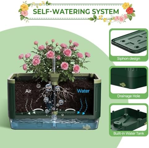 2Pack Raised Garden Bed Tomato Planter with Trellis, 52" Self Watering Tomato Planter with Water Level Indicator, Larger Rectangular Tomato Cages for Indoor & Outdoor Climbing Vegetable and Plants (2) - Image 3