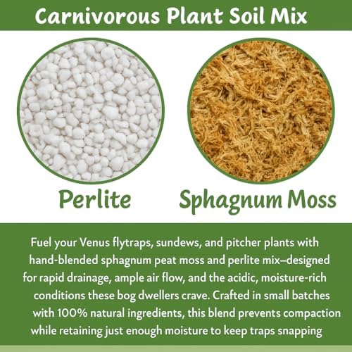 GARDENERA Sphagnum Moss Potting Mix for Carnivorous Plants, Moss and Perlite Blend for Potting Venus Fly Traps, Sarracenia, Pitcher Plants - 75% Sphagnum Moss + 25% Perlite - Made in USA - 5 Quart - Image 3