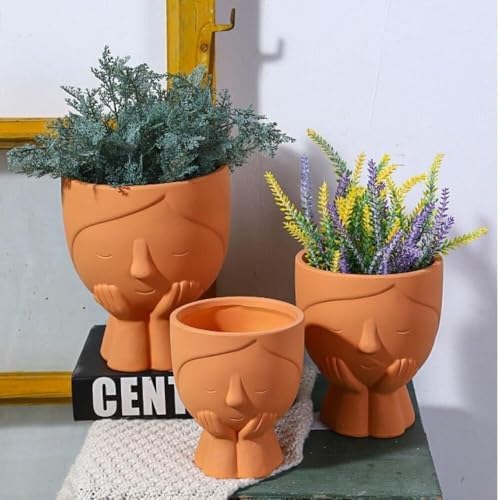 yeyo Elegant Ceramic Succulent Flower Pot Creative Girl Planting Container/Plants/Flowers/Bonsai Decoration for Balcony(White,Small) - Image 5