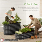 Best Choice Products 4x2x2ft Outdoor Metal Raised Garden Bed, Oval Deep Root Planter Box for Vegetables, Flowers, Herbs, and Succulents w/ 101 Gallon Capacity, Rubber Edge Guard - Dark Green - Image 6