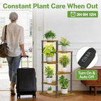 iDavosic.ly 5 Tier Plant Stand Indoor with Grow Lights, Black & Brown 41 In - Image 5