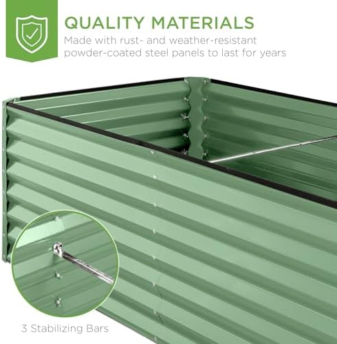 Best Choice Products 8x4x2ft Outdoor Metal Raised Garden Bed, Deep Root Planter Box for Vegetables, Herbs & Flowers, 478-Gallon Capacity, 100% Non Toxic Materials - Sage Green - Image 6