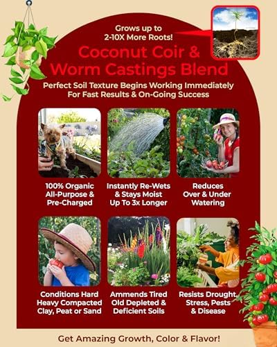 Compressed Organic Potting Soil for Garden, Plants & Vegetables - Expands 4x When Mixed with Water - Indoor or Outdoor Use - Plant Food Mix Derived from Natural Coconut Coir & Worm Castings Fertilizer - Image 5