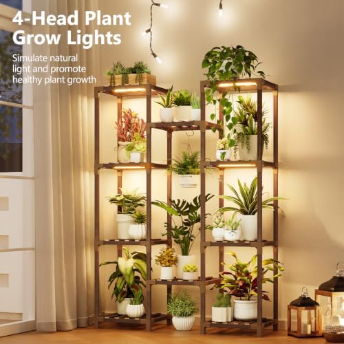 Uneedem Plant Stand Indoor Outdoor, 10 Tiered Plant Shelf Wood Plant Rack - Image 2