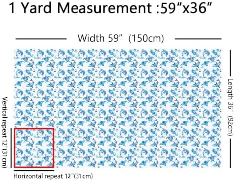 Nautical Upholstery by The Yard, Sea Turtle Shell Shark Dolphin Animals Anchor DIY Art Waterproof Fabric, Blue White, 10 Yards - Image 5