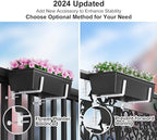 Y&M 2 Pcs Deck Railing Adjustable Planter Box Brackets (6 to 12.5 in), Universal Heavy Duty Iron Flower Box Brackets Wall Mounting Hooks for Fences, Patio, and Garden - White (Patent Registered) - Image 3