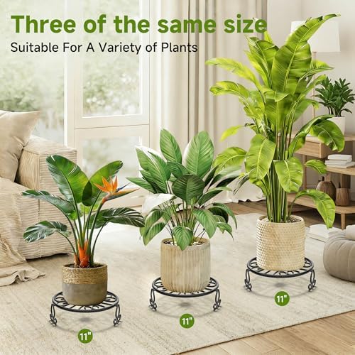 NSYOOMH 3-Pack Sturdy Plant Stand for Outdoor Indoor,Potted Plant Riser 11" - Image 2
