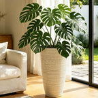 24" Large Outdoor Planters for Plants, Cream Beige Tall Flower Pots - Image 4
