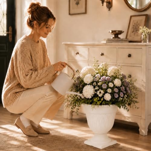 15" Resin Urn Planter, 2 Pack Classic Round Flower Pot, Detachable Base - Image 5