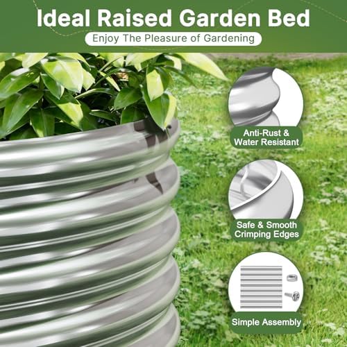 2 Pack Tall 8x4ft Galvanized Raised Garden Bed Outdoor, Metal Garden Bed for Vegetables, Above Ground Garden Box for Flower, Steel Raised Beds for Gardening - Image 4