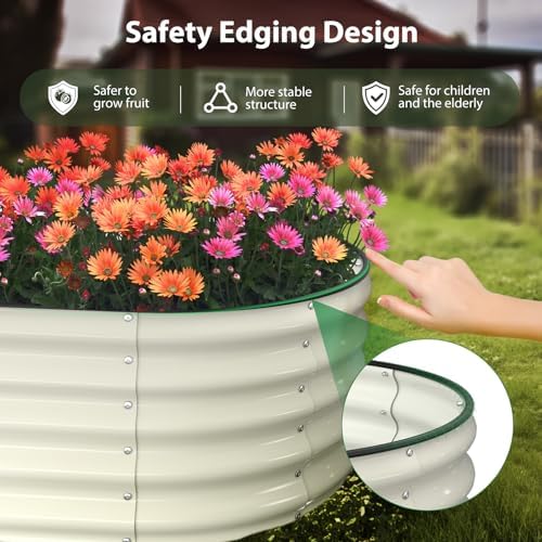 Winpull Raised Garden Bed Kit, 6x3x1.5 ft Galvanized Planter Box Outdoor with Safety Edging, Large Metal Raised Beds for Gardening Vegetables Flower Herb (Pearl White) - Image 2