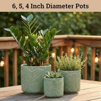 Ceramic Pots for Plants Set of 3, 6, 5, 4 Inch Diameter with Drainage Holes - Image 3