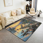 Erosebridal Sunset Mallard Duck Area Rug 6'6" x 4'11" Wildlife Moss Nature Living Room Rugs Dead Wood River Decorative Carpet Hunting Blue Yellow Indoor Floor Mat by Erosebridal