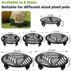 3 Packs Metal Plant Caddy with Wheels 14 inches Heavy-Duty Iron Rolling Plant Stand with Casters Indoor Outdoor Wheeled Plant Roller Base Pot Movers Plant Dolly Coaster Trolley Black - Image 3