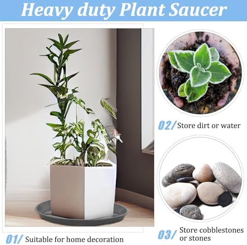 Eccliy 6 Pack Plastic Plant Saucer, Round, 20 Inch, Gray - Image 5