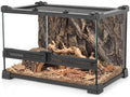 12"x8"x8" Reptile Terrarium, Double-Door Glass Terrestrial Vivarium for Burrowing Snakes Such as Hatchling Hognose Snakes, with Lock, Cable Port & Waterproof Deep Base Below Front Doors by Neptonion