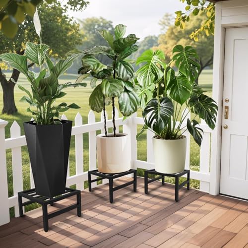 Plant Stand Indoor Outdoor, Heavy Duty Wrought Iron Pedestal Stands 3 Pack - Image 2
