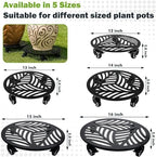 2 Packs Metal Plant Caddy with Wheels 12 inches Heavy-Duty Iron Rolling Plant Stand with Casters Indoor Outdoor Wheeled Plant Roller Base Pot Movers Plant Dolly Coaster Trolley Black - Image 3