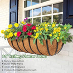 LCHUANG Railing Planter Window Box - 2 Pack 30 Inch Deck Balcony Rail Planter with Coconut Coir Liner, Fence Metal Hanging Flower Planter Basket Deck Railing Planter Boxes for Outdoor Garden - Image 2