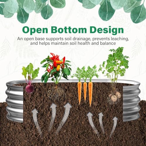 TATAANTY Galvanized Raised Garden Bed for Outdoor: 4X2X1ft Durable Metal Vegetable Plant Container Kit - Oval Planter Box for Gardening Flower Trough - Image 4