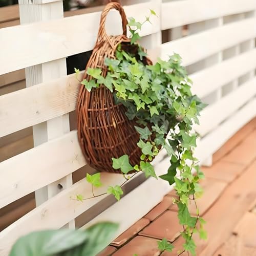 Wall Hanging Flower Basket, Woven Wicker Hanging Basket for Plant, Medium - Image 5