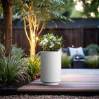 Kante Accent Round Tapered White Concrete Planter 20.1" Tall, Outdoor - Image 3