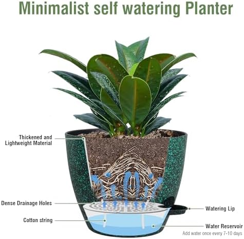 Meowell 12 inch Large Self Watering Pot for Indoor Outdoor Plants - Image 4