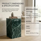 YKAJO Emerald Green Marble Pedestal Side Table, 20" H Plant Display Stand - Image 2