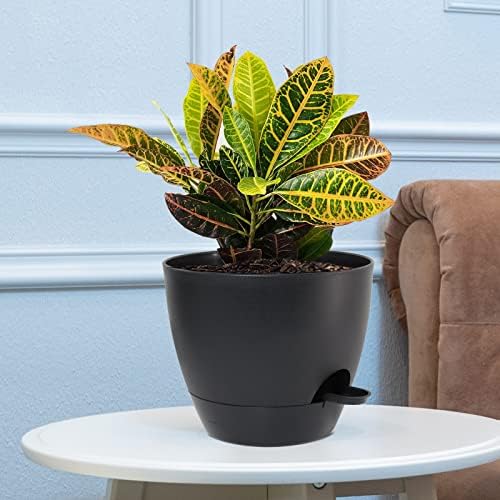 UOUZ Large Self Watering Pots, 12/10/9 Plastic Planters with High Drainage Holes and Deep Reservoir for Indoor Outdoor Garden Plants and Flowers, Black - Image 6