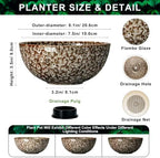 Bowl Planter, 8 Inch Ceramic Succulent Pots, White Leopard - Image 2