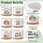 FoldTier 8 Pcs Book Lover Gifts, Ceramic Succulent Pots with Reading Quotes - Image 3