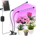 Solar Plant Grow Light with Battery Run Day/Night, 2 Heads 40 LED Clip On Full Spectrum Plant Light with 16.4FT Cable/USB Charging/Timer/Dimmable for Outdoor Indoor All Stage Plants by Ufelizor