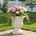 18.31" H Classical Acanthus Leaf Pedestal Urn Planter, Weather-Resistant MGO Outdoor Flower Pot for Garden Patio and Front Porch Entrance,Antique White by THINK30