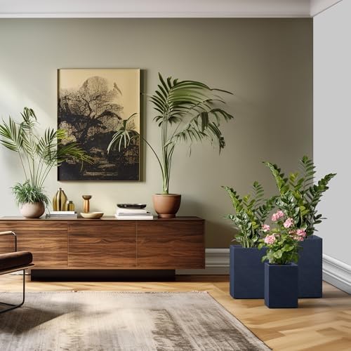 Kante Set of 3 Charcoal Concrete Tall Planters 13" 11" 9" Dia - Image 5